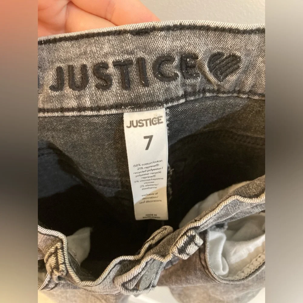 Justice Girls Black Acid washed Jeans Size 7 Skinny